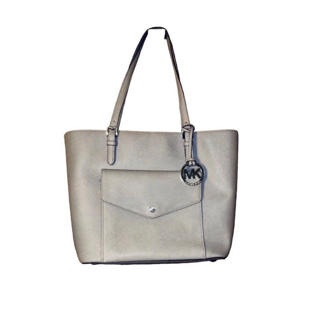 Michael Kors Gray Saffiano Tote with Silver Accents
